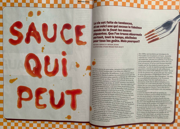 Magazine Society, avec le titre "Sauce qui Peut"